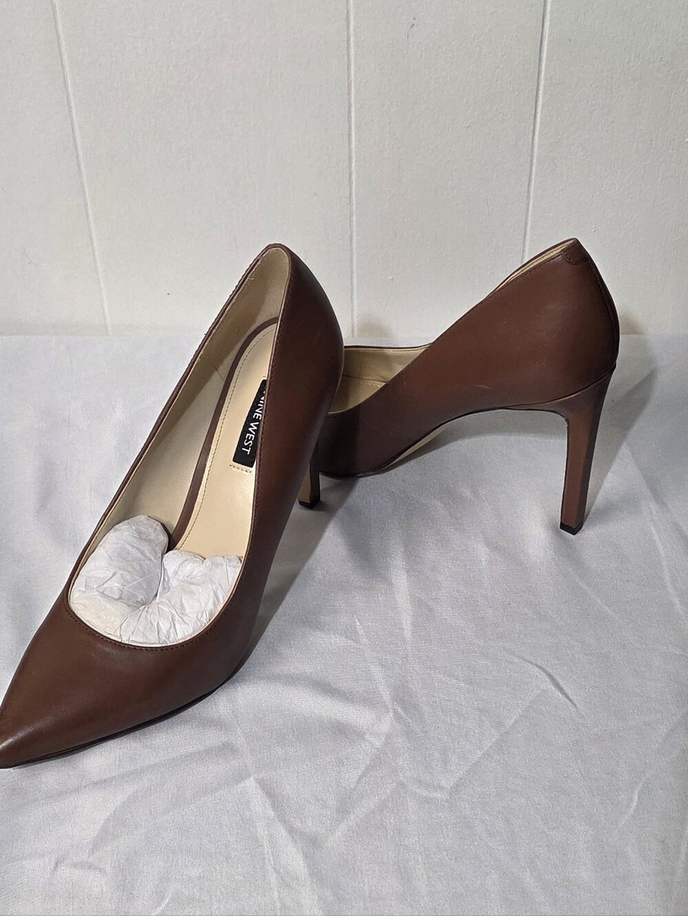 Nine West Tatiana Brown Pointed-Toe Leather Stiletto Pump Size 9 New In Box - Picture 8 of 12